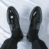 Fashion Men's Banquet Patent Leather Shoes Tassel Lofers Wedding Party Manager Man Luxury Formal Dress Slip-on Casual Shoes