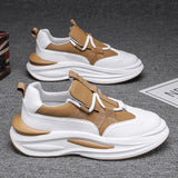 Sneakers For Men Soft Sole Running Shoes Fashion Casual Leather Fabric Breathable Height Increased Flat Platform Board Shoes