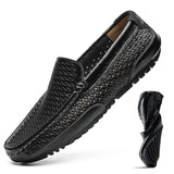 Men Casual Leather Shoes Summer New Luxury Brand Mens Loafers Shoes Moccasins Hollow Out Breathable Slip on Driving Shoes
