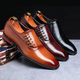 Men's Casual Business Shoes Microfiber Leather Square Toe Lace-up Mens Dress Office Flats Men Fashion Wedding Party Oxfords