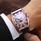 Top Men&#39;s Star Morning Tourbillon Hollow Automatic Mechanical Watches For Male Gift With Leather Blet Rectangle Clock Business