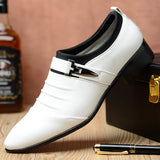Classic Men Dress Shoes Slip on PU Leather Shoes for Men Plus Size Point Toe Business Casual Men Formal Shoes for Wedding