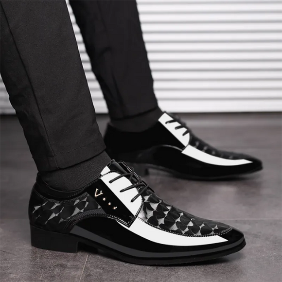 Men Shoes Formal Dress Shoe Black Patent Leather Shoes Men Lace Up Point Toe Business Casual Shoes for Men Wedding Party Office