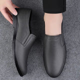 Genuine Leather Casual Shoes For Men Flat Platform Walking Shoes Outdoor Footwear Loafers Breathable Sneakers Slip on Black Shoe