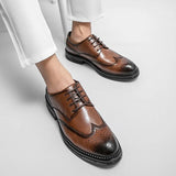 Men Classic Brock Business Leather Shoes Lace-up Formal Shoes Wedding Shoes Office Shoes Gentleman Daily Shoes Fashion Shoes