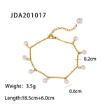 Uworld Romantic 18K PVD Plated Gold Stainless Steel Freshwater Pearl Foot Anklet & Bracelet Jewelry For Women Free Shipping