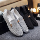 2023 Fashion Breathable Canvas Men Shoes Men Casual Loafers Sneakers Soft Comfortable Slip on Driving Flats Solid Leisure Shoes