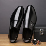 Men Business Dress Leather Shoes Spring Autumn Leisure Genuine Leather Breathable Soft Sole Invisible Elevated Anti Slip
