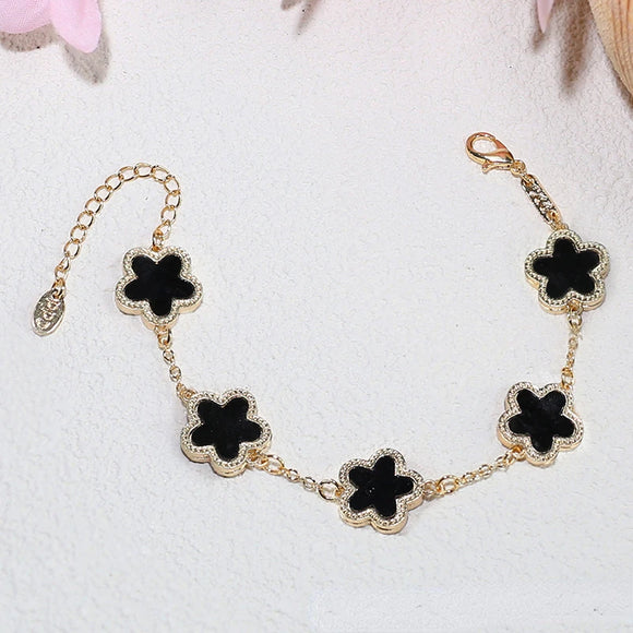 2023 New Luxury Gold Plated Five Flower Charm Bracelet for Women Gift High Quality Colorful Clover Jewelry Birthday Girls Gifts