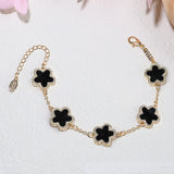 2023 New Luxury Gold Plated Five Flower Charm Bracelet for Women Gift High Quality Colorful Clover Jewelry Birthday Girls Gifts