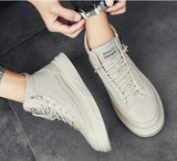2023 New Men Shoes Fashion High Tops Leather Casual Shoes Spring Autumn Youth Cool Flats Skateboard Shoes Zipper Sneakers