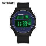 Sanda 9013 Silicone Strap Digital Movement Electronic Hand Clock 2023 New Watertight Outdoor Sports Chronograph Men Watch