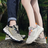 New High Quality Men Hiking Shoes Durable Leather Climbing Shoes Outdoor Walking Sneakers Rubber Sole Outlet