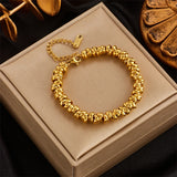 DIEYURO 316L Stainless Steel Gold Color Heart Butterfly Thick Bracelet For Women High Quality Girls Wrist Jewelry Party Gifts