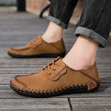 Handmade Leather Casual Shoes for Men Lace Up Comfortable Soft Men Loafers Moccasins Driving Shoe Big Size 47 48