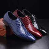 Luxury Men Oxford Shoes Snake Skin Prints Classic Style Dress Leather Shoes Lace Up Pointed Toe Formal Shoes Men Wedding Shoes