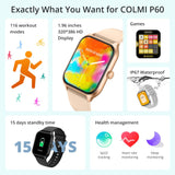 COLMI P60 Smartwatch Men 1.96 Inches 320x386 Screen Bluetooth Call Heart Rate Monitor 100 Sport Model Smart Watch Women