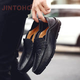 Italian Mens Shoes Casual Luxury Brand Summer Men Loafers Genuine Leather Moccasins Light Breathable Slip on Boat Shoes