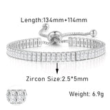 Adjustable Crystal Tennis Bracelets for Women Men Colorful Zircon Folding Buckle Chain Bangle on Hand Party Sexy Fashion Jewelry