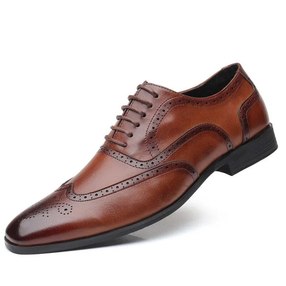 Men's Classic Retro Brogue Shoes Mens Lace-Up Leather Dress Business Office Flats Men Wedding Party Oxfords Zapatos Hombre