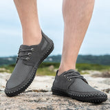 Men Summer Outdoor Casual Loafers Shoes Breathable Plus Size Sneakers Fashion Handmade Male Shoes Mesh Casual Flat Men's Shoes