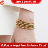 Stainless Steel 3MM 4MM Ball Beads Cuff for Women Men Gold Silver Color Bracelets Charms Metal Statement Jewelry