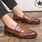 2022 Luxury Brand Penny Loafers Men Casual Shoes Slip On Leather Dress Shoes Big Size 38-47 Brogue Carving Loafer Driving Shoes