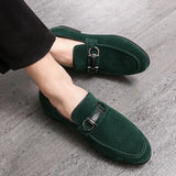 Classic Green Men's Suede Moccasins Large Size 47 Breathable Leather Loafers Men Low Slip-on Casual Shoes for Men zapatos hombre