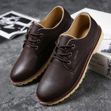 Wnfsy Men Dress Shoes Leather Man Oxford Anti-slip Lace Up Shoes Men Casual Moccasins Comfortable Footwear Large Size Loafers