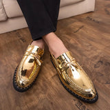 New Gold Loafers Men Handmade Casual Shoes Solid  Slip-On Breathable Free Shipping Men Dress Shoes Size 38-46