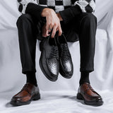 Men's Dress Shoes Genuine Leather Oxfords Lace-Up Black Brown Business Office Wedding Formal Shoes for Men