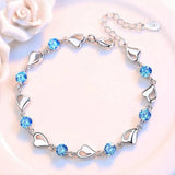 korean fashion 925 Sterling Silver noble White Purple crystal Bracelet for women wedding Jewelry Accessories 17CM+4CM