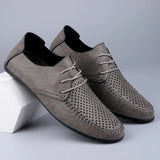 Summer Men's Casual Shoes Leather Luxury Hollow Moccasions Breathable Men Sneakers Light Driving Shoes Designer Men's Loafers