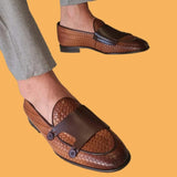 New Brown Loafers for Men Black Business Pu Leather Knit Mens Dress Shoes Handmade Free Shipping Size 38-48 Mocasines