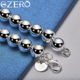 ALIZERO 925 Sterling Silver 24K Gold Smooth 6MM Beads Bracelet Chain For Woman Charms Wedding Engagement Party Jewelry Gifts
