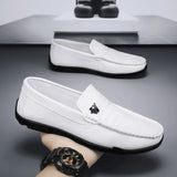 New White Black Leather Men Casual Shoes Luxury Brand Formal Dress Shoes Designer Men Loafers Breathable Slip on Driving Shoes
