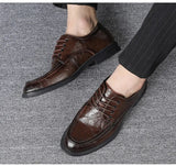 New Leather Casual Shoes For Men Italian Type Business Dress Shoes Street Leisure Comfortable Lace-up Derby Shoes