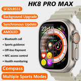 Amoled Screen HK8 Pro Max Smart Watch 49mm Strap Lock Wireless Charging Bluetooth Call Men Series 8 NFC Women Smartwatch 2023