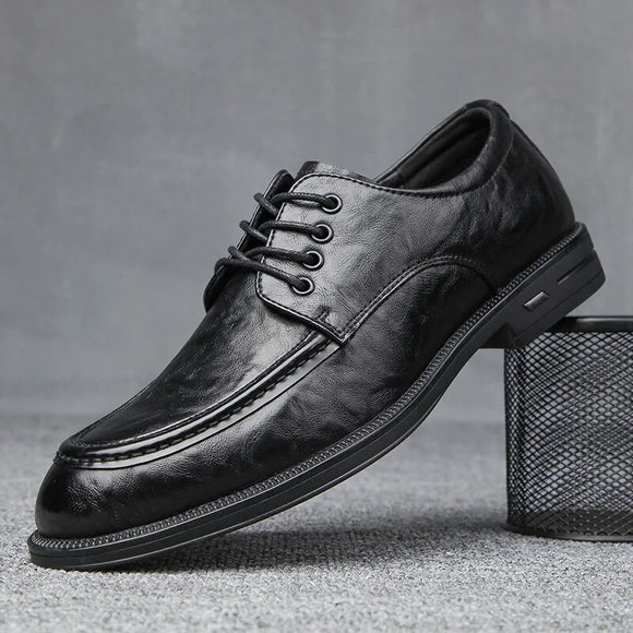 New Leather Casual Shoes For Men Italian Type Business Dress Shoes Street Leisure Comfortable Lace-up Derby Shoes