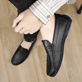 New White Black Leather Men Casual Shoes Luxury Brand Formal Dress Shoes Designer Men Loafers Breathable Slip on Driving Shoes