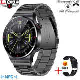 LIGE Men Bluetooth Call Smartwatch NFC Access Control Sports Fitness Tracker Watch IP67 Waterproof Smart Watches For Android IOS