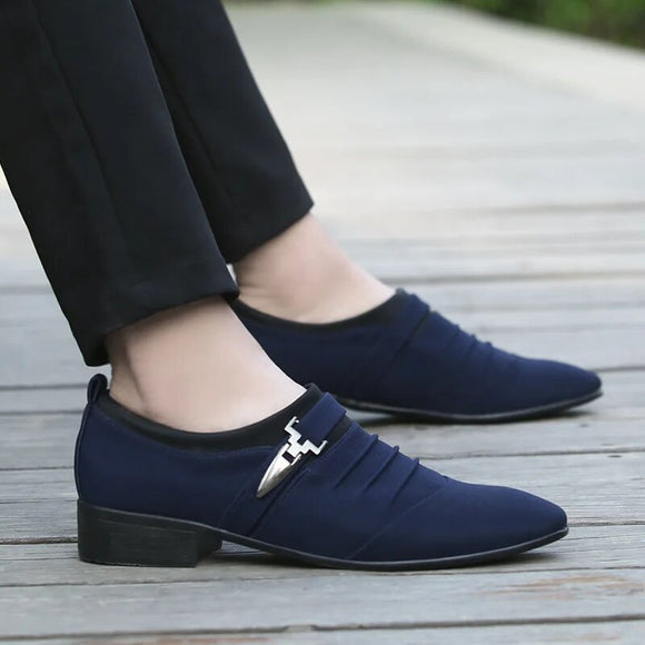 Fashion Summer Men Canvas Formal Shoes Dress Breathable Casual Leather Shoes Men Loafers Breathable Pointed Toe Men Wedding Shoe