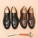 Men Shoes Business Fashion Original Leather Shoes Formal Wedding Shoes Men Slip on Office Oxford Shoes Crocodile Pattern Luxury