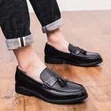 Spring Men's Casual Leather Shoes Adult Mens Formal Youth Tassel British Korean Trendy Male Pointed Lace Up Solid Sewing 38 44