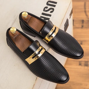 Men Shoes Summer Hollow Breathable Casual Two-layer Leather Shoes Men Dress Wedding Loafers Men's Moccasins Tenis Masculino