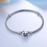 Handmade Original 925 Solid Silver Heart Shape Charm Bracelet Snake Pandor  DIY Bead Bracelets Gift for Women