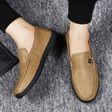 STRONGSHEN Men Casual Leather Shoes Luxury Brand High Quality Breathable Fashion Flats Driving Shoes Slip on Boat Shoe Moccasins