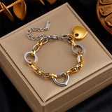 DIEYURO 316L Stainless Steel Gold Color Heart Butterfly Thick Bracelet For Women High Quality Girls Wrist Jewelry Party Gifts