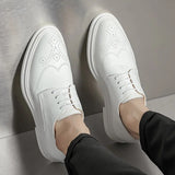 New Arrival White Shoes for Men Comfort Leather Derby Shoes Men Lace-up Casual Business Shoes Big Size 46 Dress Shoes for Men