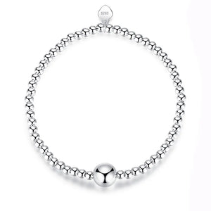 Trustdavis Fashion Genuine 925 Sterling Silver Minimalist 3mm Width Beads elastic Bracelet For Women Wedding Jewelry Gift DS2277